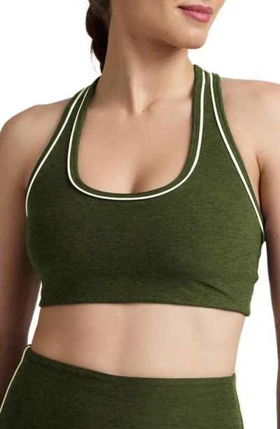 Beyond Yoga Space Dye Racerback Sports Bra In Green