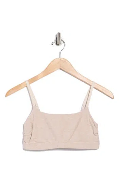Beyond Yoga Space Dye Raise The Barre Shirred Sports Bra In Neutral