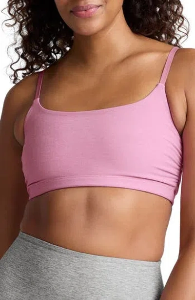Beyond Yoga Space Dye Raise The Barre Shirred Sports Bra In Pink