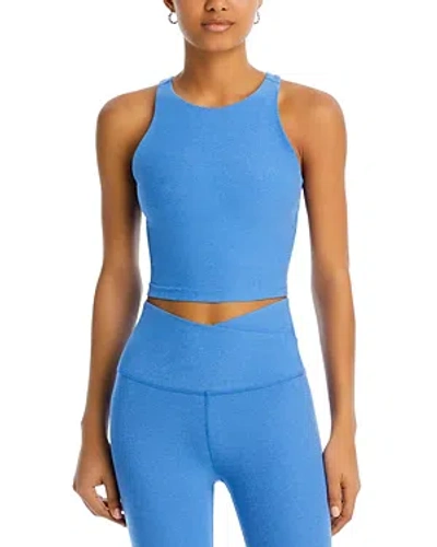 Beyond Yoga Space Dye Refocus Cropped Tank Top In Sky Blue Heather