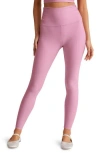 Beyond Yoga Space Dye Shirred Leggings In Pink