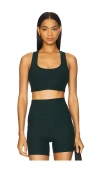 Beyond Yoga Space Dye Simplicity Long Line Bra In Dark Spruce Green Heather