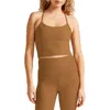 Beyond Yoga Space Dye Slim Racerback Crop Tank In Carmel Toffee Heather