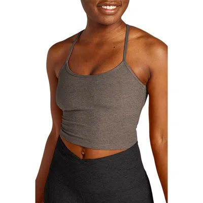 Beyond Yoga Space Dye Slim Racerback Crop Tank In Soft Umber Heather