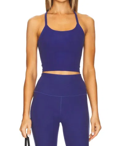 BEYOND YOGA SPACE DYE SLIM RACERBACK CROP TANK TOP IN ETERNAL BLUE