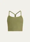 Beyond Yoga Space-dye Slim Racerback Cropped Tank In Moss Green Heathe