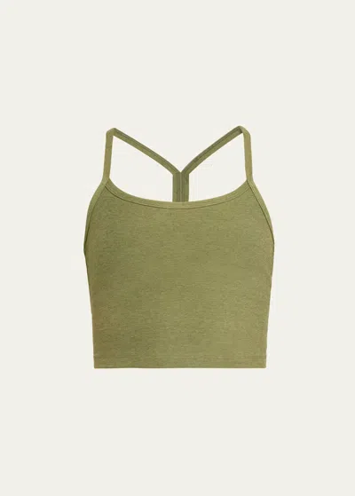 Beyond Yoga Space-dye Slim Racerback Cropped Tank In Moss Green Heathe