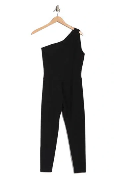 Beyond Yoga Space Dye Upswing One-shoulder Jumpsuit In Black
