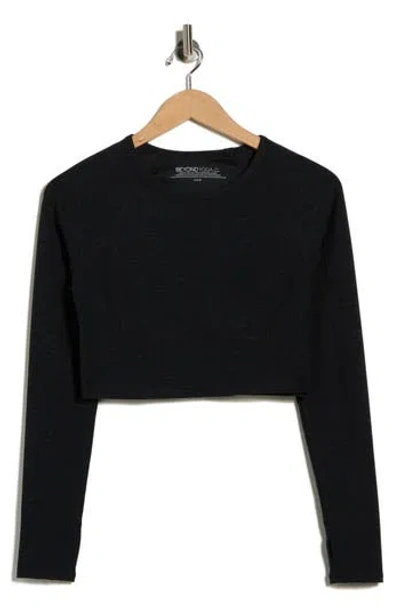 Beyond Yoga Space Dye Vitality Long Sleeve Crop Top In Black