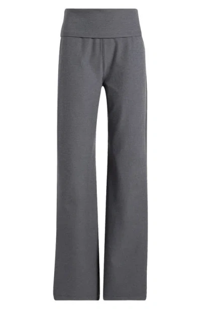 Beyond Yoga Space Dye Wide Leg Pants In True Gray Heather