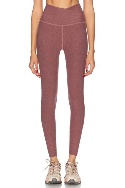Beyond Yoga Spacedye At Your Leisure High Waisted Midi Legging In Rose Brush Heather