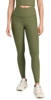 BEYOND YOGA SPACEDYE AT YOUR LEISURE HIGH WAISTED MIDI LEGGINGS MOSS GREEN HEATHER