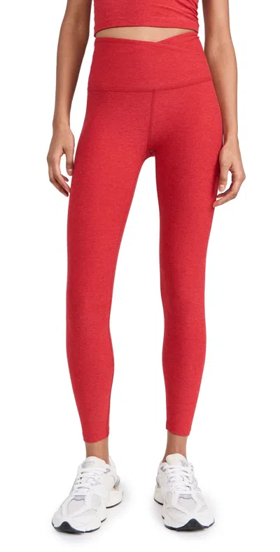 Beyond Yoga Impulse Ribbed High Waisted 24in Midi Legging In Red