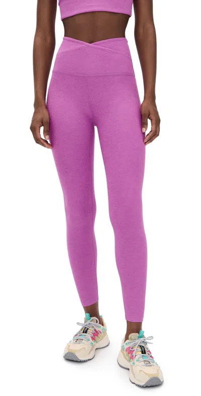 Beyond Yoga Spacedye At Your Leisure Midi Leggings Fun Fuchsia Heather In Purple