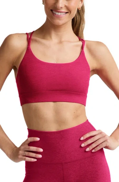 Beyond Yoga Spacedye Back To It Strappy Sports Bra In Pink