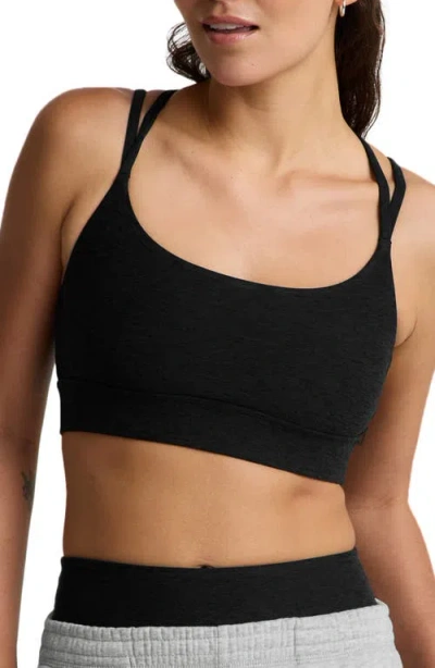 Beyond Yoga Spacedye Back To It Strappy Sports Bra In Black