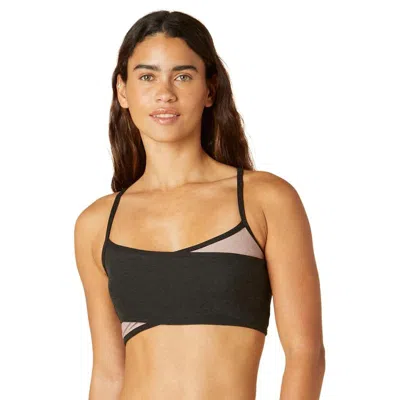 Beyond Yoga Spacedye Blocked At Your Leisure Yoga Sports Bra In Darkest Night Chai Colorblock