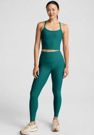 Beyond Yoga Spacedye Caught In The Midi High Waist Leggings In Teal Sea Heather In Green
