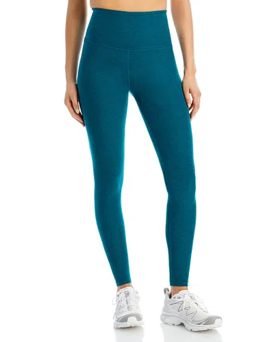 Beyond Yoga Spacedye Caught In The Midi High Waisted Legging In Lunar Teal Heather