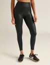Beyond Yoga Spacedye Caught In The Midi Leatherette Leggings In Black Foil