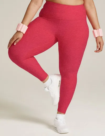Beyond Yoga Spacedye Caught In The Midi Legging In Fresh Coral Heather In Red