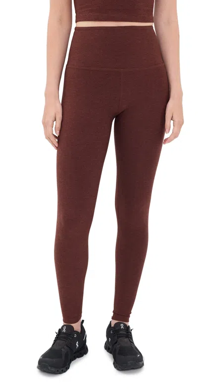 Beyond Yoga Spacedye Caught In The Midi Leggings Iced Mocha Heather In Brown