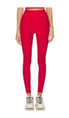 Beyond Yoga Spacedye Caught In The Midi Legging In Coral Glow Heather In Red