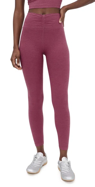 Beyond Yoga Spacedye Centered Midi Leggings Smooth Mauve Heather In Pink