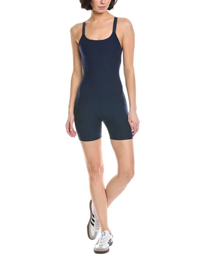 Beyond Yoga Spacedye Cross-back 5in Biker Jumpsuit In Blue