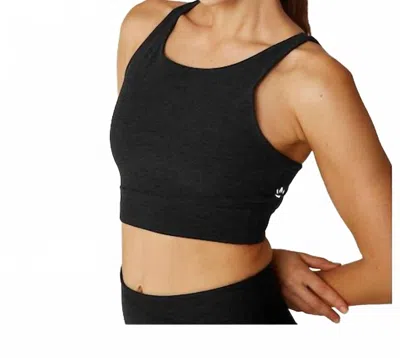 Beyond Yoga Spacedye Enlighten Long Line Bra In Darkest Night In Black