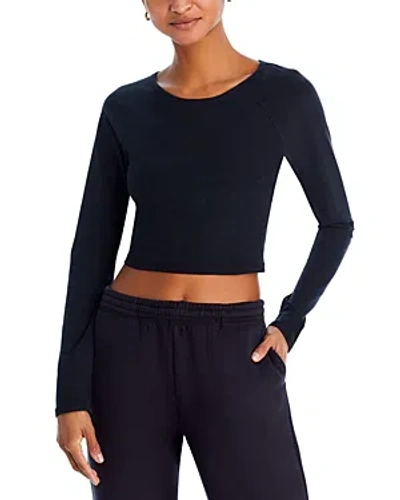 Beyond Yoga Space Dyed Enlightened Cropped Pullover Top In Darkest Night