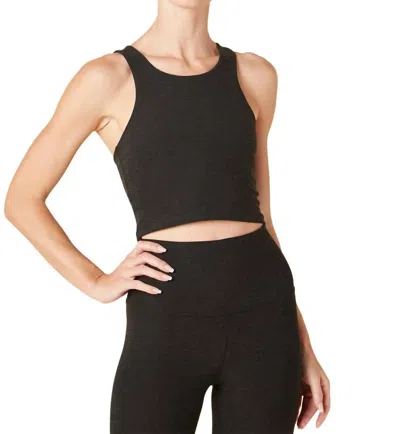 Beyond Yoga Spacedye Focus Cropped Tank In Darkest Night In Black