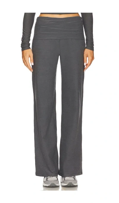 Beyond Yoga Spacedye Foldover Wide Leg Pant In Grey