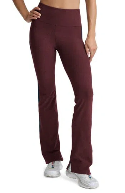 Beyond Yoga Spacedye Gemini Colorblock High Waist Flare Pants In Midnight Burgundy Heather