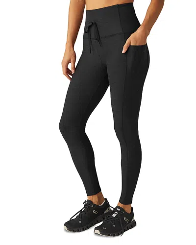 Beyond Yoga Caught In The Midi High-waist Space-dye Leggings In Darkest Night