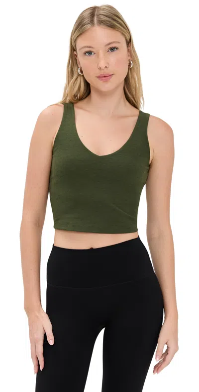 Beyond Yoga Spacedye Good Day Cropped Tank Army Green Heather