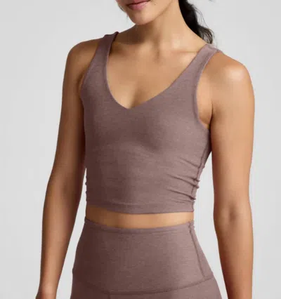 Beyond Yoga Spacedye Good Day Cropped Tank Top In Rosey Taupe Heather In Gray