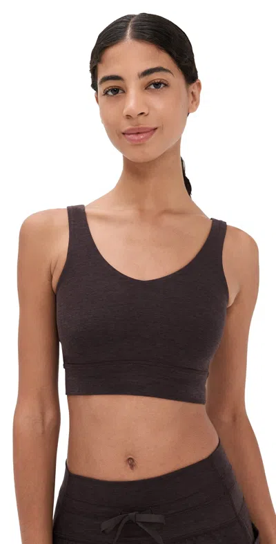 Beyond Yoga Spacedye Good Day Long Line Bra Dark Chocolate Heather In Purple
