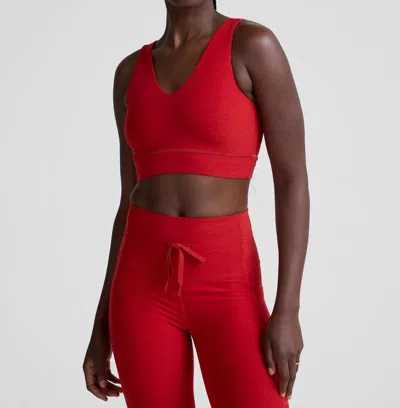 Beyond Yoga Spacedye Good Day Long Line Bra In Holly Red Heather In Animal Print