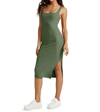Beyond Yoga Spacedye Icon Midi Dress In Moss Green Heather