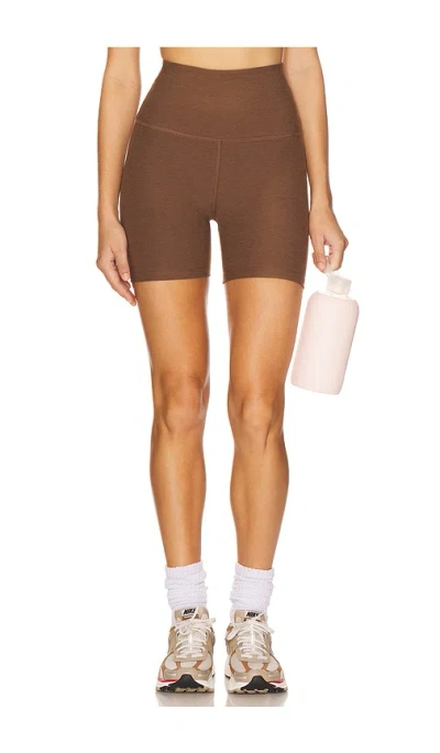 Beyond Yoga Spacedye Keep Pace 5' Biker Short In Brown