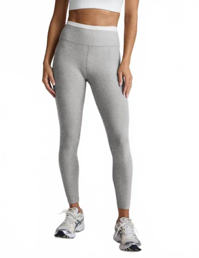 Beyond Yoga Spacedye Layered High Waisted Midi Leggings In Silver Mist In Gray