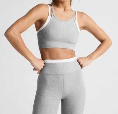 Beyond Yoga Spacedye Layered Long Line Bra In Silver Mist In Gray