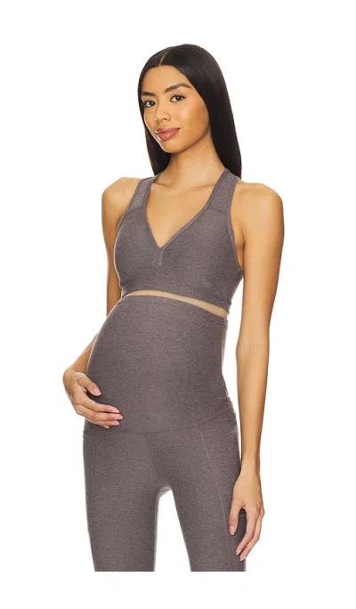 Beyond Yoga Spacedye Lift Your Spirits Bra In Soft Umber Heather