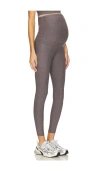 Beyond Yoga Spacedye Love The Bump Maternity Pocket Midi Legging In Soft Umber Heather