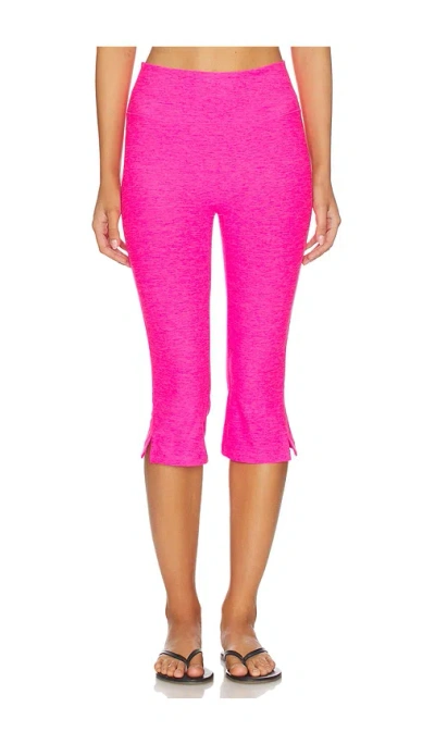 Beyond Yoga Spacedye Midi Rise Slit Pedal Pusher Pants In Pink