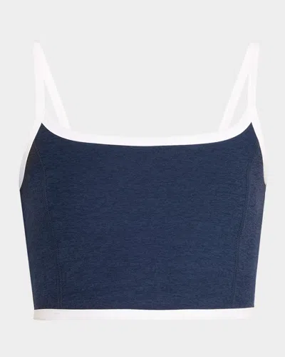 Beyond Yoga Spacedye New Moves Cropped Tank Top In Nocturnal Navy/cloud White