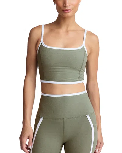 Beyond Yoga Spacedye New Moves High Cropped Tank In Grey Sage/cloud White