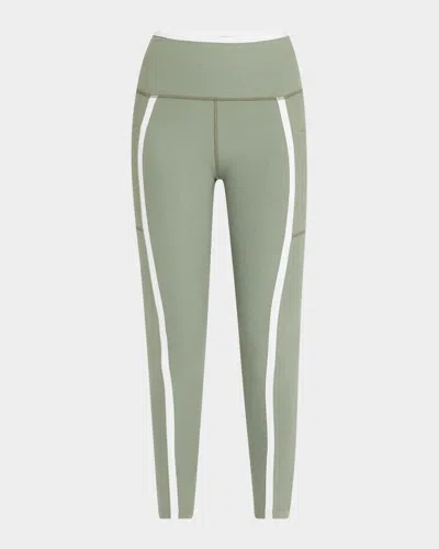 Beyond Yoga Spacedye New Moves High-waist Midi Leggings In Grey Sage/ Cloud White