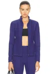 Beyond Yoga Spacedye On The Go Mock Neck Jacket In Eternal Blue Heather